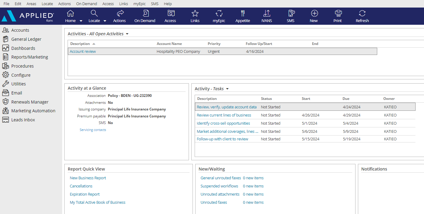 screenshot of Applied Epic